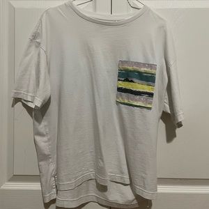 Basic White Tee with Colorful Pocket